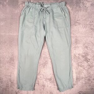 Columbia Capri Pants Linen Cotton Blend Womens M Aqua Drawstring Hiking Outdoors